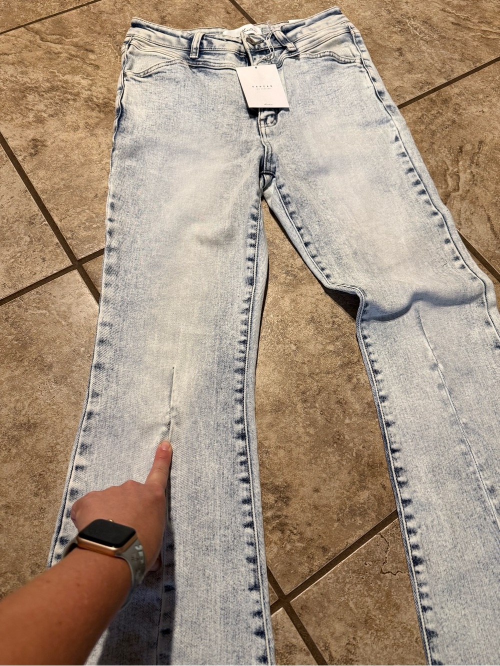 KanCan Light Blue Flare Jeans with Frayed Hem - Picture 11 of 11